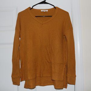 Mustard Waffle Knit Long Sleeve